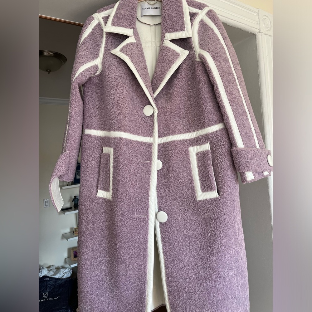 STAND STUDIO Kenzie faux leather and shearling coat